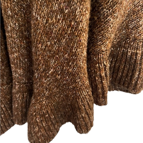 Cabi One Size Tweed Brown Ruffle Hem Shawl Sweater Poncho Cottagecore Cozy Cabin - Picture 5 of 6